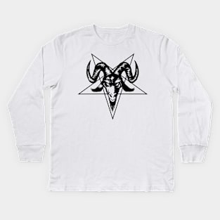 Satanic Goat Head with Pentagram 1.2 (black) Kids Long Sleeve T-Shirt